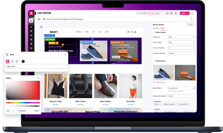 BILDIT live editor — simplified content management for your storefront