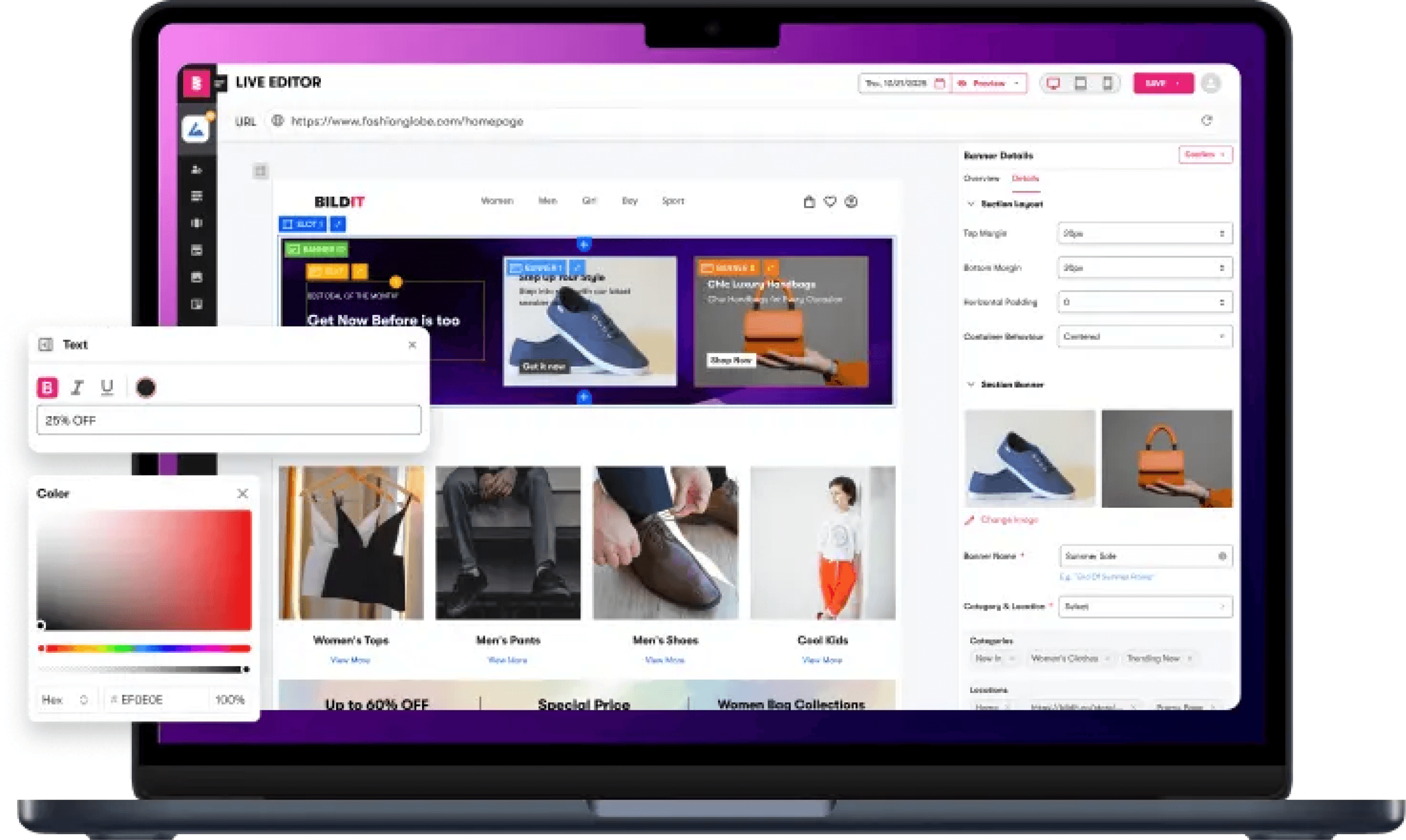 BILDIT live editor — simplified content management for your storefront