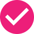 Checkmark surrounded by a pink circle