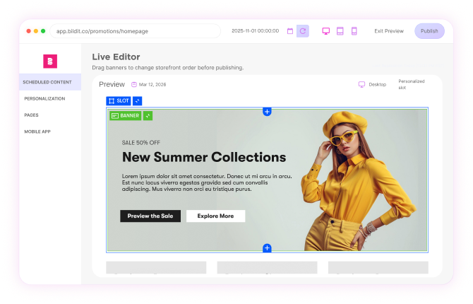 BILDIT live editor on a Shopify Hydrogen storefront