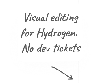 Visual editing for Hydrogen. No dev tickets